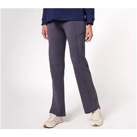 Denim & Co. Pants - Denim & Co. Active Stretch Regular Lightly Boot Pant Pockets Charcoal Grey,1X